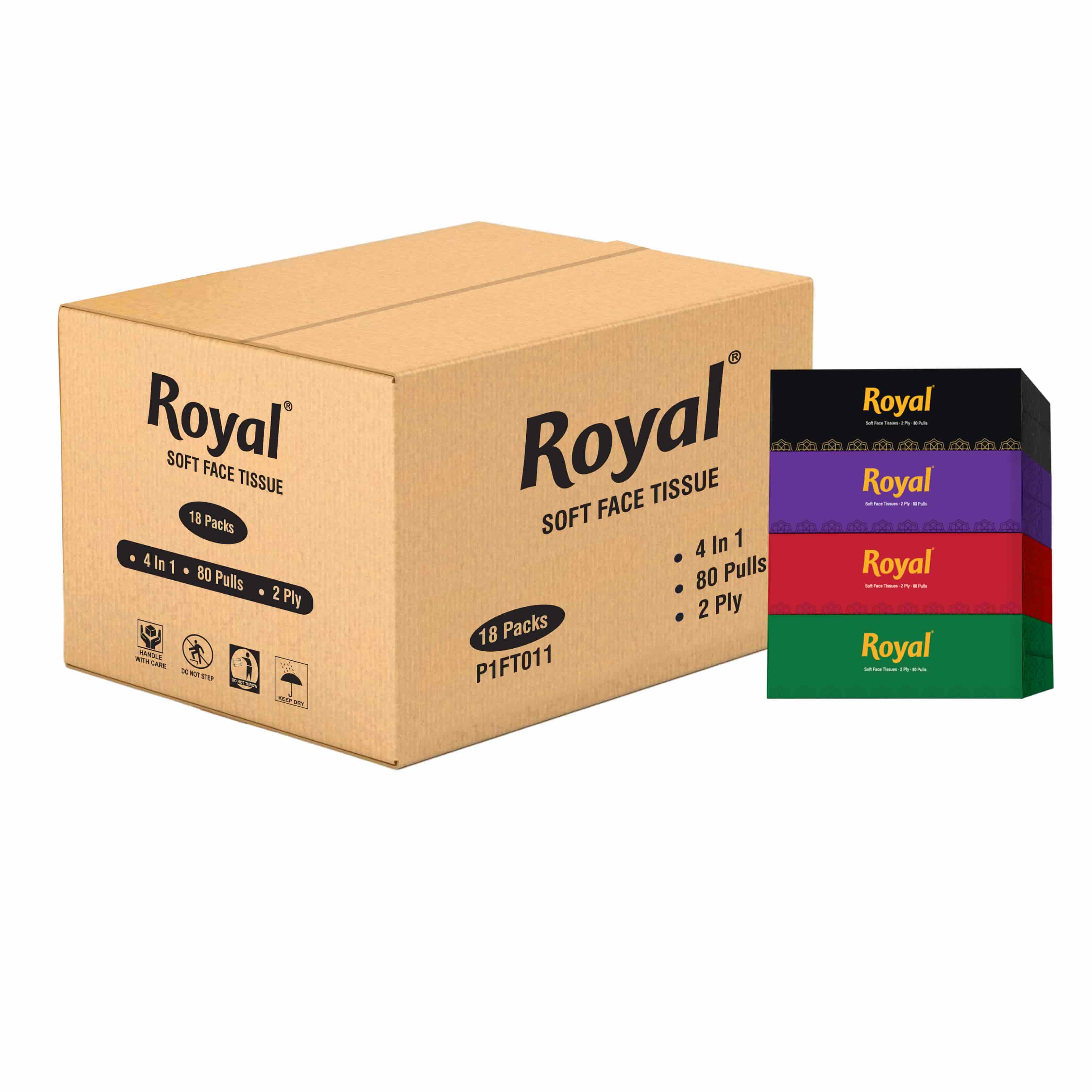 Royal Tissue Paper Box 80 Pulls pack of 4